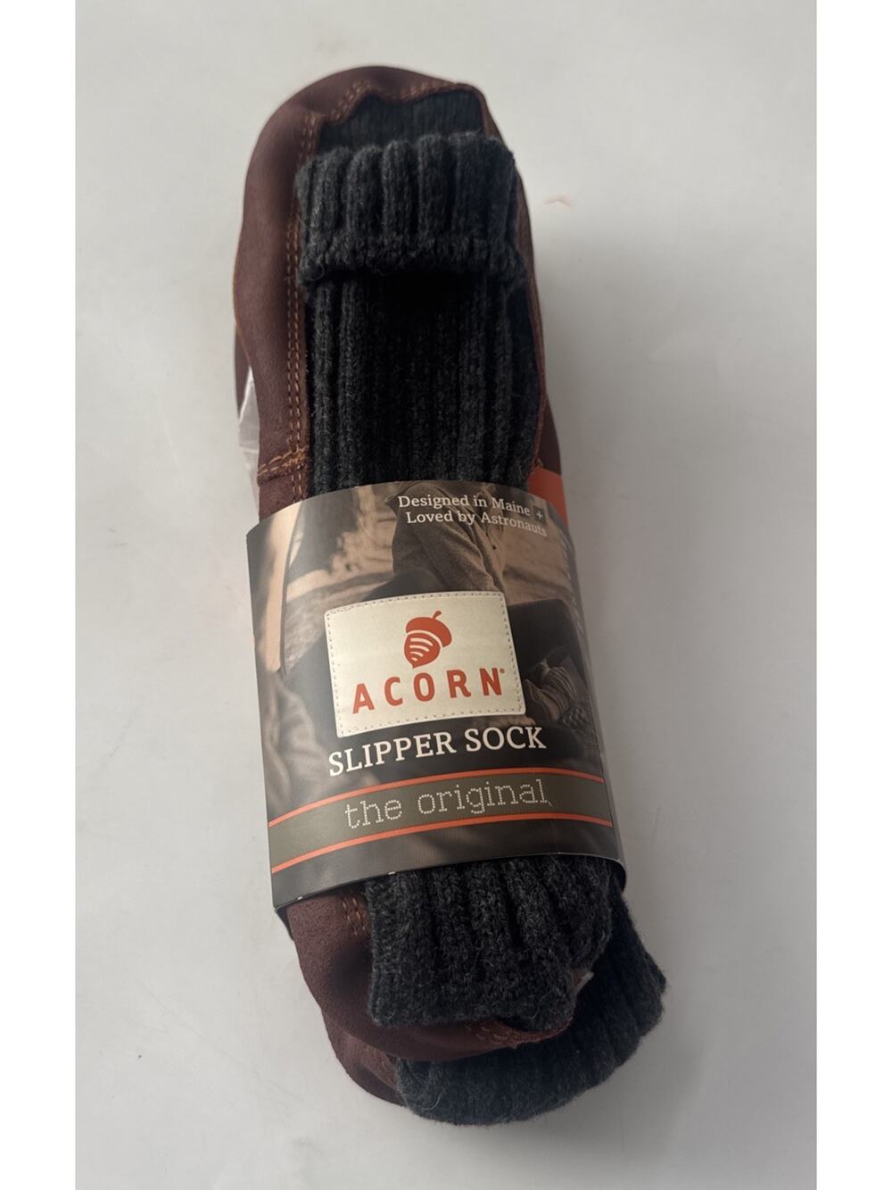 Acorn Slipper Socks Men's WOOL 12-13 Charcoal Gray NEW